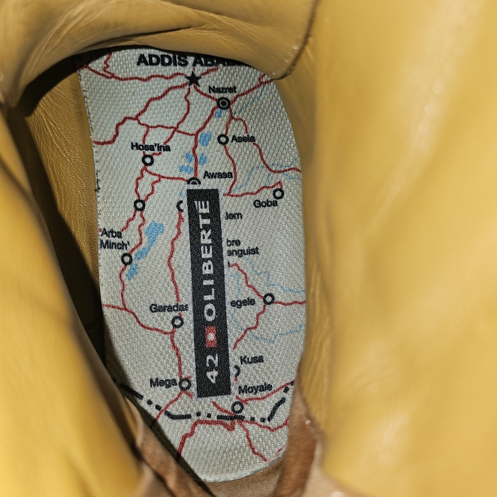OLIBERTE Yellow Leather Ankle Boot (Logo Inside)